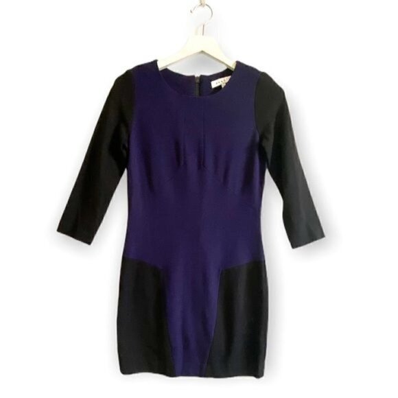 Sandro Paris Color Block Ponte Mini Dress, Purple/blue and Black, Size 1/S - Picture 1 of 14